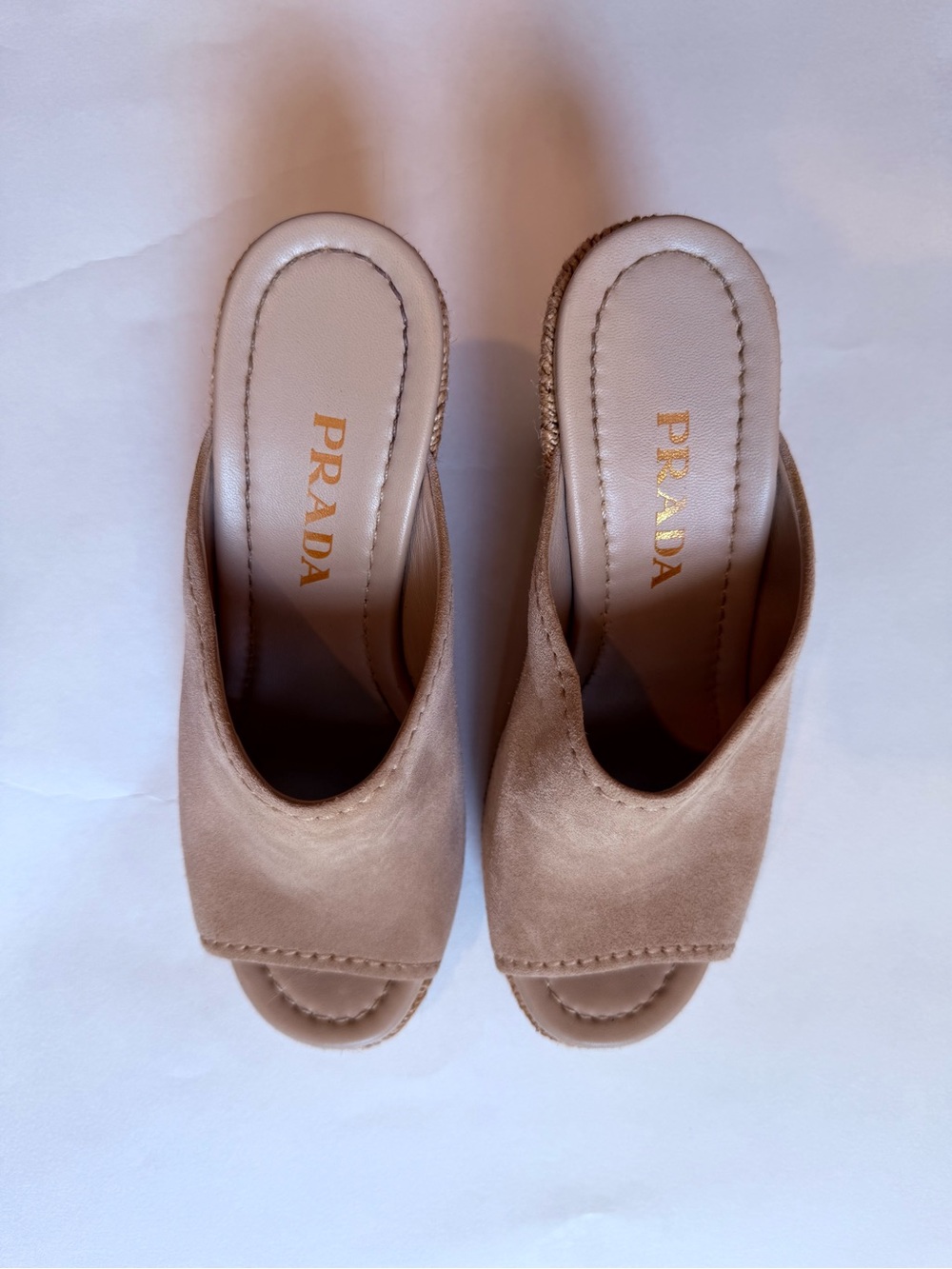Prada Beige Suede Open-Toe Mules